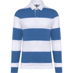 Kariban Gestreepte uniseks polo lange mouwen K285 - Light Royal Blue / White Stripes - L