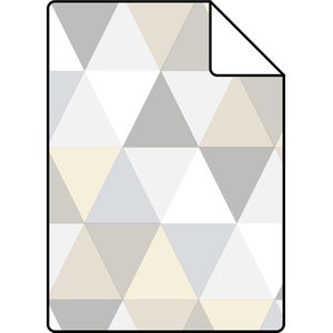 Proefstaal ESTAhome behang driehoekjes lichtgrijs, beige en wit - 26,5 x 21 cm - 128707-S