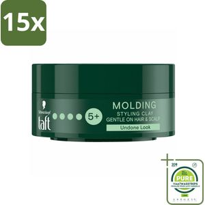 15 x Taft - Molding Styling Clay - Hold 5+ - Vormbare hold - 75 ml - Grootverpakking - Haarstyling Klei - Matte Styling - Taft Molding Clay - Haarproducten - Haarfixatie