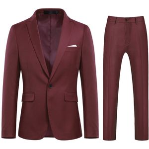 Allthemen Heren Tweedelig Pak - Klassieke Kraag en Enkele Knoop Pak - S