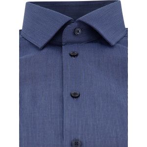 OLYMP Luxor 24/7 modern fit overhemd - popeline - marineblauw - Strijkvriendelijk - Boordmaat: 39