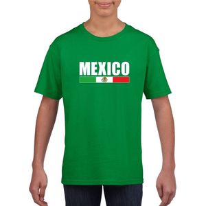 Groen Mexico supporter t-shirt voor heren - Mexicaanse vlag shirts 158/164