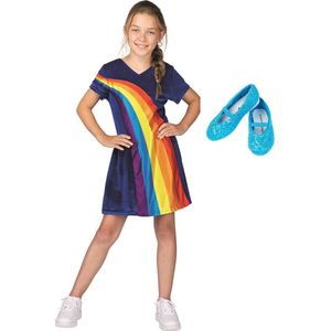 K3 jurkje regenboog - nieuw blauw + schoentjes - 3-5 jaar - mt 26 + glitter haarband