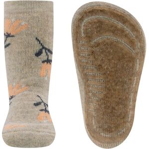 Ewers antislip sokken beige met bloemen