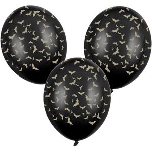 Set van 12x stuks Halloween ballonnen met print zwart 30 cm - Halloween feestversiering/decoratie