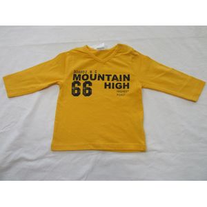 dirkje , jongens , t-shirt lange mouw , geel , mountain high ,  74 - 9 maand