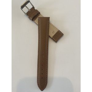 Horlogeband-model F 1-dames-heren-20 mm breed-lichtbruin/cognac kleurig-leder-juweliers kwaliteit-anti allergisch