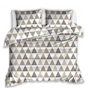 Katoenen dekbedovertrek 220x200 cm, ecru/beige/bruin, geometrisch patroon