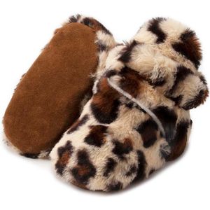 Babyslofjes - warme slofjes voor je baby - 6-12 maanden (12 cm) - schoenmaat 18-19 - luipaardprint
