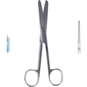 MEDLUXY® - Verbandschaar - Stompe punt (stomp/stomp) - 13 cm - Professionele Kwaliteit - Rechtshandig - M-0185 - (Verpleegkundige Schaar, Chirurgische Schaar, EHBO, Verpleegkunde)