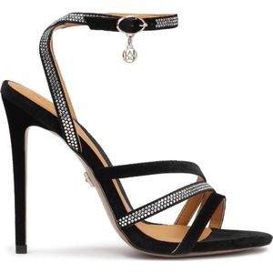 Elegant sandals with crystals on a high stiletto heel