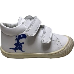 Naturino - mt 22 - velcro's bumper blauwe dino lederen sneakers - cocoon - wit