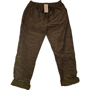 Dames wax broek army groen plus size 46/50