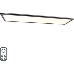 QAZQA liv - Moderne Dimbare LED paneel | Plafondlamp met Dimmer - 1 lichts - L 1200 mm - Zwart - Woonkamer | Slaapkamer | Keuken