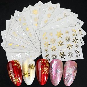 Nagelstickers , 15 Vellen Nail art/set Winter Goud Zilver,Manicure,Nagellak + nagelvijlen