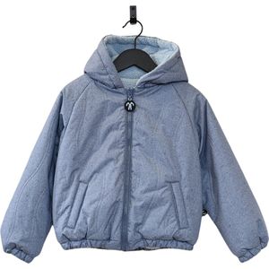 Ducksday - Jas - Omkeerbare Winterjas - Kinderen - Jongen - Meisje - Waterdicht - Sherpa fleece - Winddicht - Bomberjacket - Jeans blauw - Lichtblauw teddy - Unisex - maat 110/116