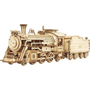 Robotime - Steam Express - Trein - Treinen - Houten modelbouw - Modelbouw - DIY - Hout 3D puzzel - Tieners - Volwassenen - 308 stukjes