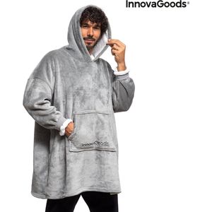 Innovagoods Swug H - Fleece Deken met Mouwen - - Snuggie - Hdeken - Unisex Alle Maten - Met Capuchon - Grijs