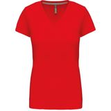 Kariban Dames T-shirt V-hals Korte Mouwen K381 - Red