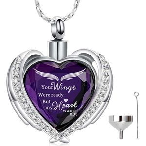 Luxe Ashanger - met Ketting (55 cm) - Voor As, Haren of Parfum - Assieraad - As Ketting - Gedenksieraad - Urn - Incl. As vuller en Opbergzakje - Luxury Purple Heart