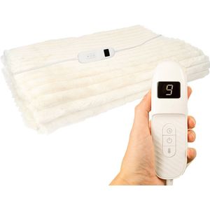 Elektrische Deken 160x120 cm - 9 Warmtestanden - Instelbare Timer - Fleece Warmtedeken Elektrisch - Electrische Deken 1 Persoons - Bovendeken - Creme - Silvergear