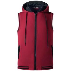 Casual Mouwloze Sweatshirts Hoodie voor Mannen Zip Up Sport Gilet met Zak
