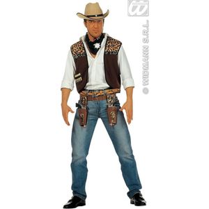 Widmann - Cowboy & Cowgirl Kostuum - Cowboy Vest Met Bandana Man - Bruin - XL - Carnavalskleding - Verkleedkleding