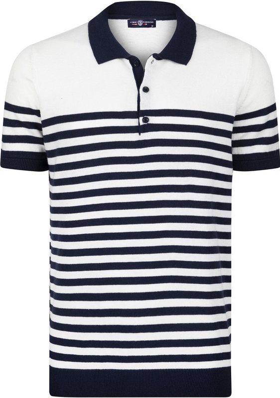Jimmy Sanders - Tricot Polo Shirt - Ecru - Korte Mouwen - Heren
