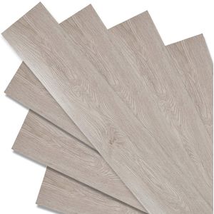 Zelfklevende Vinylvloer 5 m² Antislip Waterdicht - Decoratieve Vloerplanken voor Vloerverwarming (Witte Eik)