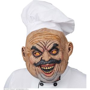 Widmann - Eten & Drinken Kostuum - Kok Uit De Keuken Hel Masker - Bruin, Wit / Beige - Halloween - Verkleedkleding