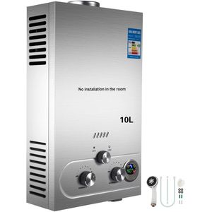 Tankloze Warmwaterboiler op LPG – 16L/min Capaciteit – Draagbaar - Direct Warm Water Zonder Wachten – Roestvrijstalen Behuizing – LED Display – 6Voudige Beveiliging – Wandmontage – Voor Camping - Caravan - Buiten Douche - Tuin – Inclusief Douchekop E