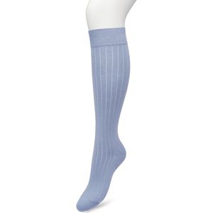 Bonnie Doon Bio Rib Kniekousen Dames Blauw maat 36/42 - Klassiek Rib patroon - Biologisch Katoen - Ultiem comfort - Rib Knee High - OEKO-TEX - Gladde Naden - Duurzaam Huidvriendelijk Bio Katoen - Blauw/Grijs - Citadel - BP221414.182