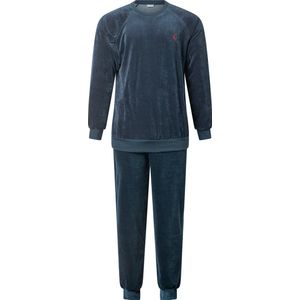Gentlemen heren pyjama velours - maat L - ronde hals - Code - marine