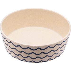 Beco Printed Bowls - Bamboe voerbak/waterbak voor honden - duurzaam & trendy - 5 Kleuren in 2 maten - Kleur: Golven, Maat: Large - 1650 ml