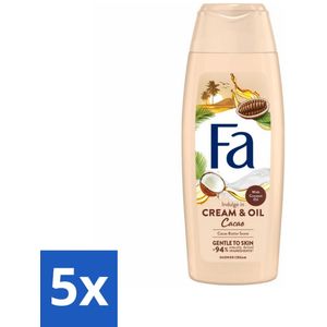 5 x Fa - Cream & Oil Cacao - Douchecrème - Cacaoboter Met Kokosolie - 250 ml - Luxe Douche - Fa