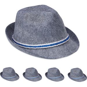 Relaxdays Tiroler hoed - 5 stuks - vilt - traditioneel design - Bayern hoed