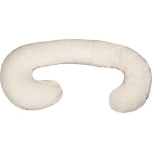 Body pillow - 240 cm - 100% katoen - crème geruit