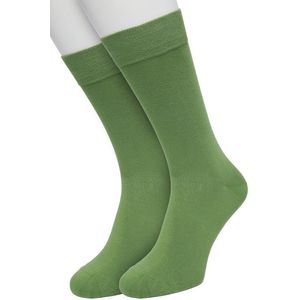 Bonnie Doon Basic Sokken Heren Licht Groen maat 40/46 - 2 paar - Basis Katoenen Sok - Gladde Naden - Brede Boord - Uitstekend Draagcomfort - Goede Pasvorm - 2-pack - Multipack - Effen - Lichtgroen - Loden Frost - OL6324012.273