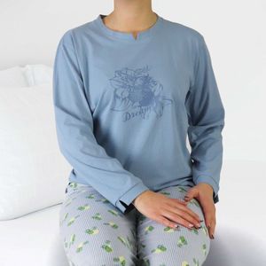 Irresistible Dames Pyjama - Ananas Motief - Katoen - Blauw - Maat S