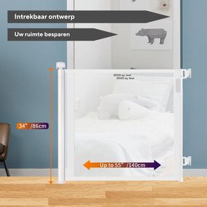 Household Wonders - Oprolbaar Traphekje - Veiligheidshekje - Kinderhekje - Hondenhek voor binnen - Traphekjes hond – Luxe Mesh - Wit