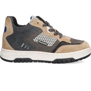 Braqeez 424607-408 Jongens Lage Sneakers - Grijs/Beige - Leer - Veters