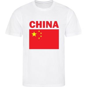 China - 中国 - T-shirt Wit - Voetbalshirt - Maat: 158/164 (XL) - 12 - 13 jaar - Landen shirts