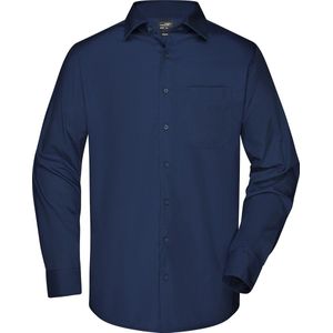 Overhemd Heren met Lange Mouw (Navy) - Maat M