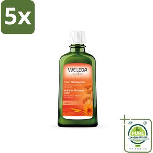 5 x WELEDA - Massageolie Sport - Arnica - 200 ml - Grootverpakking - Sportmassage - Spierpijn - Spierherstel - Arnica - Massageolie