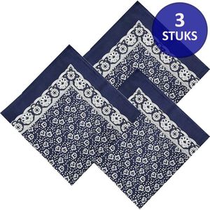 Zakdoeken - Heren - 3 zakdoeken - heren zakdoeken - Boerenzakdoek - 55 x 55 - Blauw - zakdoek