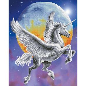 Diamond Dotz® - Diamond painting volwassenen - Dieren - Eenhoorn vliegt in de nacht 51 x 40.50cm - Ronde steentjes - Volledig pakket
