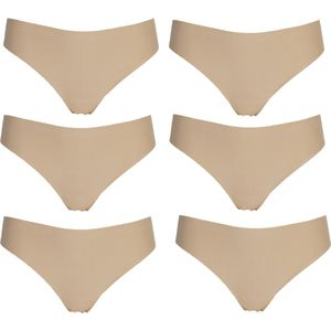 6-pack J&C Naadloze dames string 1701 Huid - maat L