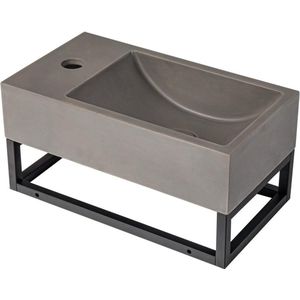 Vente-unique Hangende wastafel met drager - Kraan links - L40 x B22 cm - UCHAMI L 40 cm x H 19.5 cm x D 22 cm
