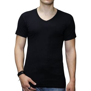 2 Pack Top kwaliteit T-Shirt - V hals - 100% Katoen - Zwart - Maat L