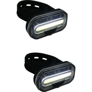 2x Fietskoplampen / voorlichten COB LED - 2x knoopcelbatterijen CR2032 - stuur / frame bevestiging - batterijvoorlicht - fietsverlichting / voorlichten